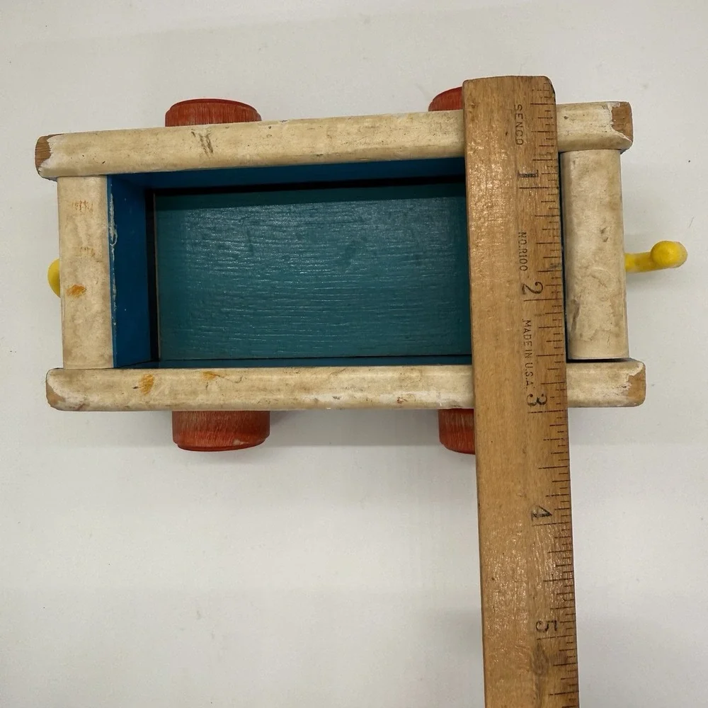 Vintage Fisher Price 1963 Huffy Puffy Wooden Train Railroad Circus Car Pull Toy
